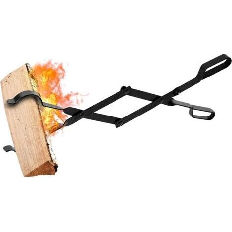 Pince à bois cheminée 66cm avec poignées À toute épreuve Pinces à feu pour Intérieur Poêle à bois Fer forgé Pinces À Bois De plein air Pince à bûches de bois pour Feu de camp Foyer Outils (1/5)