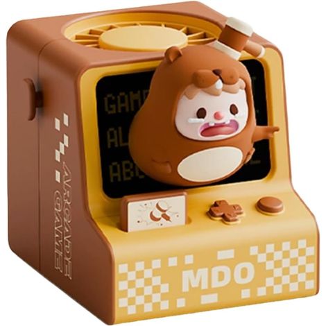 Mini ventilador de cuello colgante de dibujos animados de 500 mAh, recargable por USB, tres velocidades