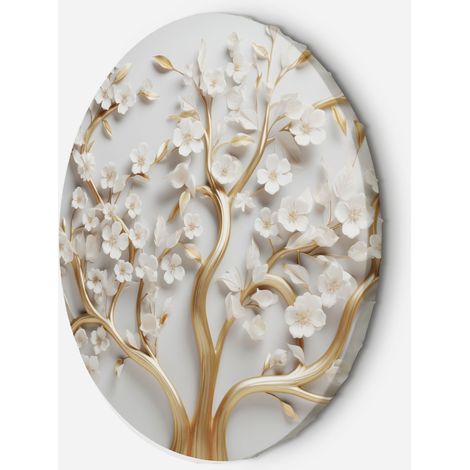 Tableau sur toile Image circulaire Fleur de magnolia dorée glamour 3D 40x40 (1/5)