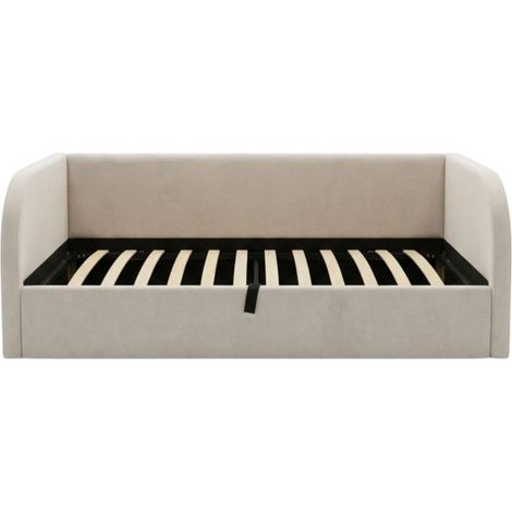 Letto imbottito con contenitore truciolato beige 72x204x100cm