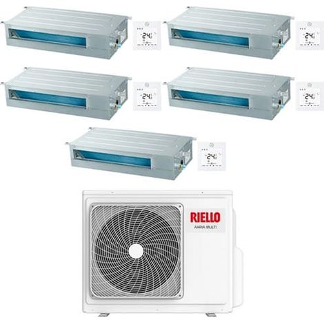 Climatizzatore Condizionatore Riello Canalizzato Penta Split Inverter R32 9000 + 9000 + 9000 + 9000 + 9000 BTU con U.E AARIA MULTI 590 PI Classe A++/A+