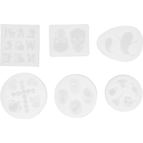 Moule en silicone 6 pièces forme crâne croix fantôme, flexible, doux, réutilisable, transparent, pour pâtisserie et bricolage (1/5)