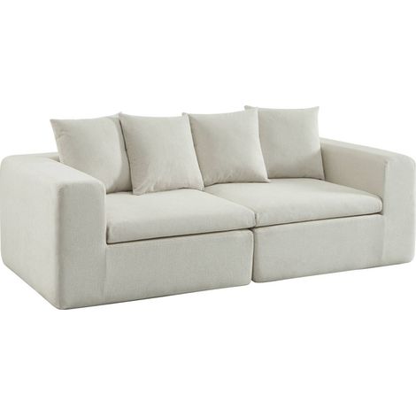 sweeek - Modulares 3-Sitzer Sofa mit Chenille-Bezug, Chenille, Weiß (1/5)
