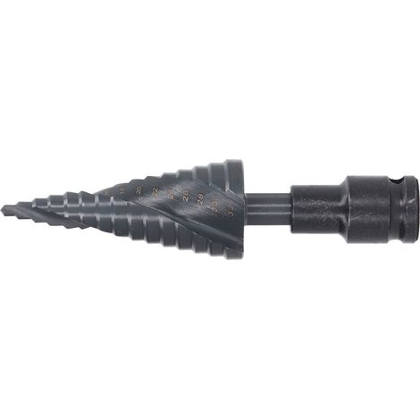 Foret étagé hélicoïdal à 2 goujures de 4 à 32 mm, queue hexagonale, pour acier, usage industriel, pour métaux, bois et plastique. (1/5)