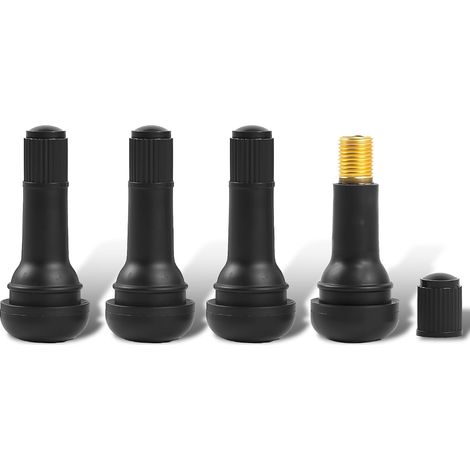 Valves de Pneu sans Chambre (4 Pcs) Mod. TR413, Valves en Caoutchouc à Enclenchement, pour Trou de Jante 11.5 mm, Valves de Remplacement Adaptées à Voitures, Camions, Remorques, Tondeuses