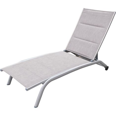 Lettino prendisole impilabile da giardino con struttura in alluminio e schienale in textilene Monte Carlo - Beige (1/5)