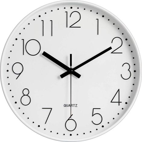 Orologio da parete silenzioso, senza ticchettio, 30 cm (12 pollici), design moderno al quarzo, adatto per l'arredamento di cucina e ufficio, bianco. (1/3)