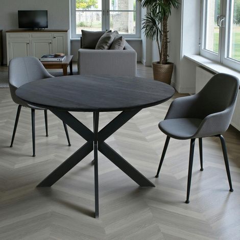 Table ronde noire en bois Ø110 cm LEXTON
