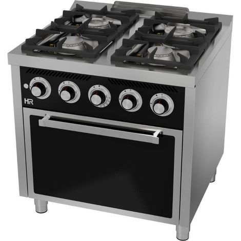 Fourneau 4 à 6 feux vifs s/750  avec four à gaz - HR Fainca