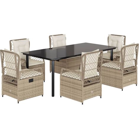 Maison Exclusive - Set comedor de jardín 7 pzas con cojines ratán (1/5)