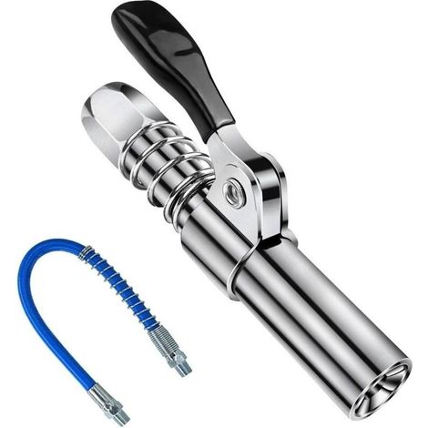 Embout Pompe a Graisse Manuelle, Coupleur Pistolet à Graisse pour Tous Types, Embout Graissage Original G Coupler, Pompe à Graisse Pistolet, Embout pour Graisseur avec Tuyau de 30cm (1/5)