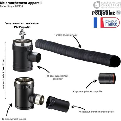 Poujoulat – Kit complet de fumisterie pour poêle à granulés concentrique PGI – Conduit flexible Ø 60 – Adaptateur air étanche – Économie d'énergie 5 à 10%