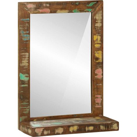 Miroir de salle de bain avec miroir Marron Bois massif récupéré CFW245598 (1/5)