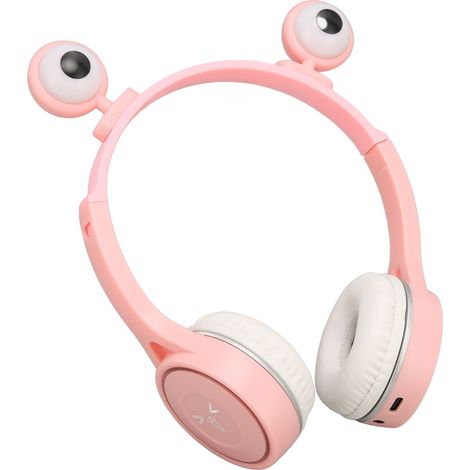 Bluetooth-Kopfhörer für Kinder, Cartoon-Design mit großen, niedlichen Augen, Mikrofon und pinkfarbenem LED-Licht (1/5)