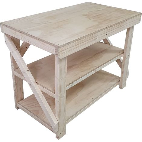 Wooden Workbench 18mm Plywood Top Industrial Garage Heavy-Duty, 7ft (210cm) Double shelf