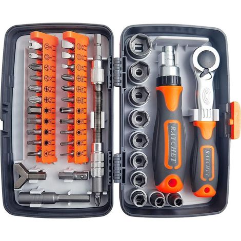 38 en 1 Ensemble Complet D'outils de Réparation de Maisons, Boite à Cliquet Tournevis Multifonction, Coffret Tournevis Cle a Cliquet Coffret (1/5)
