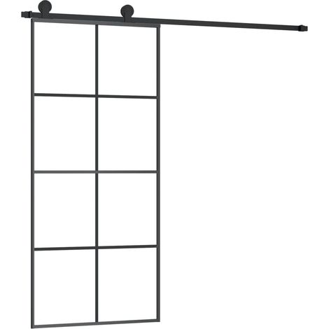 Porte coulissante，Porte intérieure，Porte d'entrée avec kit de quincaillerie 90x205 cm Verre ESG CFW40571 (1/5)