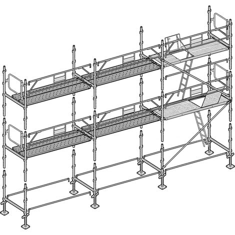 Altrad – Échafaudage façadier 60 m² – Galvanisé – Hauteur de travail 6 m – Largeur 0,80 m – Charge maximale 300 kg/m²