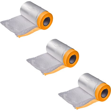 3 x Fineline Malerband mit Folie Maler Abdeckfolie mit Klebeband 55 cm x 20 m (1/4)