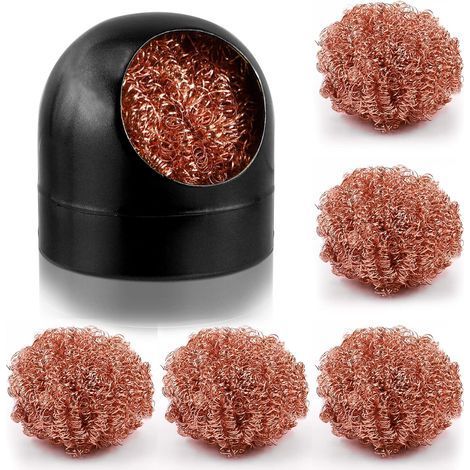 Lot de 6 brosses de nettoyage noires pour pointes de fer à souder, fil de nettoyage et support en éponge en laiton, 1 support de coque avec 5 nettoyeurs de fils en laiton pour nettoyer les fers (1/5)
