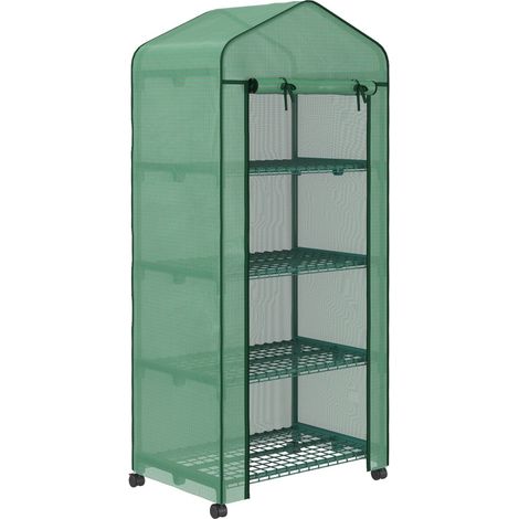 Invernadero mini de plástico con 4 estantes 69 x 50 x 165 cm verde (1/5)