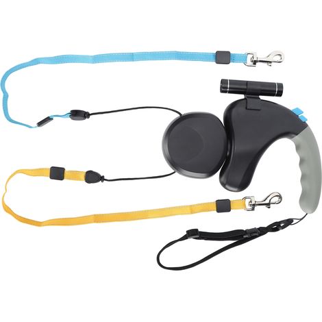 Corda di trazione per animali domestici DoubleHead One for Two Traction Dog DoubleEnded Leash con luce LED (nero)