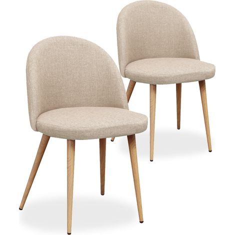 Lot de 2 chaises scandinaves Cecilia tissu Beige