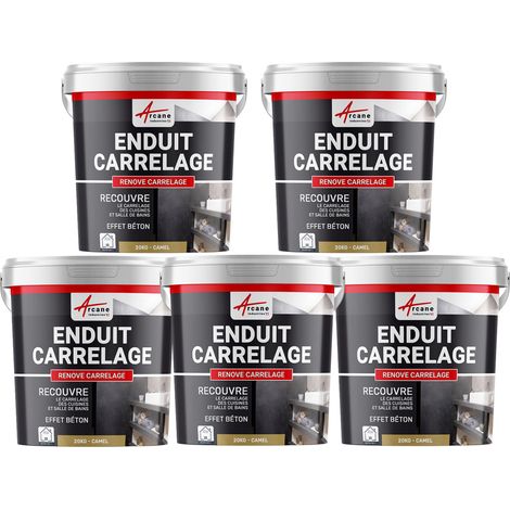 Enduit carrelage, salle de bain, cuisine, mural et sol, recouvre et rénove, faïence, masquage, renove carrelage - Offre Spéciale : 5 x 20KG Camel - ARCANE INDUSTRIES