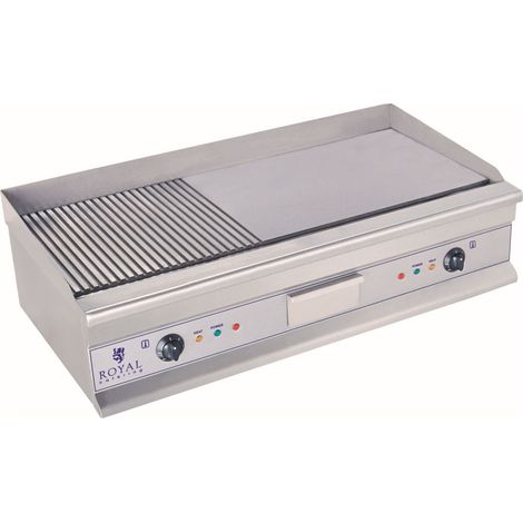 Helloshop26 – Plancha électrique 100 cm – 2 x 3,2 kW acier inox – Écoulement et tiroir pour graisses – Température max 300°C (1/3)