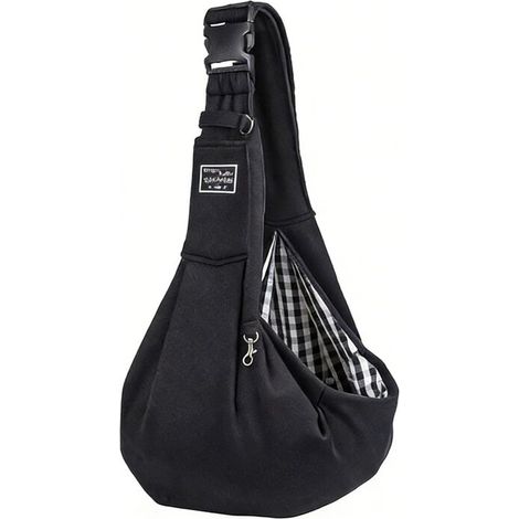 Sac de Transport pour Chien Chat, Réglable Sac à Bandoulière Mains Libres Petit Chien, pour Chiens/Chats de Taille Moyenne Jusqu'à 6kg, pour l'extérieur, Les Voyages, Le Métro (Noir) (1/5)