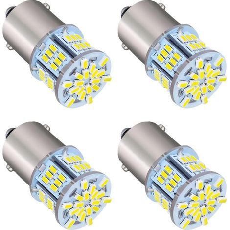 Lampadine LED per auto, 4 pezzi 1156, luce bianca ad alta intensità 12V, lampadine LED per indicatori di direzione e luci di retromarcia. (1/5)