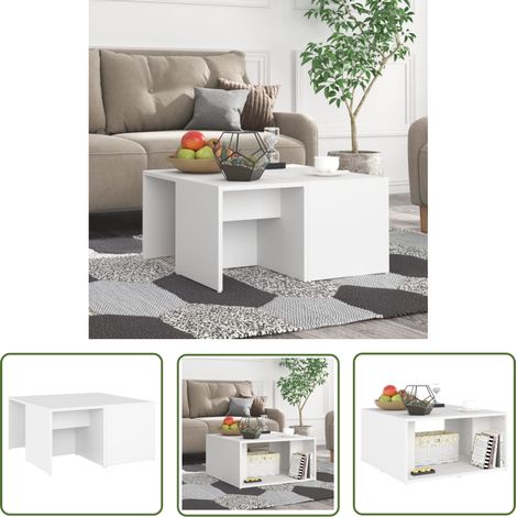The Living Store Tables basses 4 pcs blanc 33x33x33 cm bois d'ingénierie - Table Basse Blanche - Meuble Salle Séjour - Ensemble Tables Basses - Design Moderne - Rangement Pratique