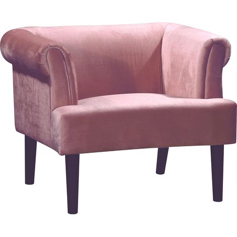 Fauteuil, Velours, Fauteuil avec Pieds en Bois Massif, Rose, 74 x 86 x 70 (1/5)