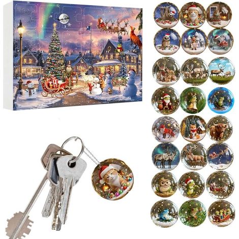 Calendrier de l'Avent 2025 à motifs animaliers Décoration acrylique 2D pour 24 jours, ornement pour sapin de l'Avent, pour la maison, la voiture, le mur, la fenêtre, la porte et la décoration de fête (1/5)
