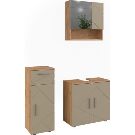 Conjunto de muebles de baño de 3 piezas Irma, Beige, 3 partes, Vicco (1/5)