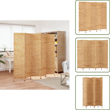 Paravent 5-tlg. 205x180 cm Wasserhyazinthe - Raumteiler - Paravent - Wasserhyazinthen - Landhausstil - Holzoptik (1/5)