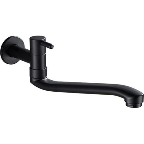JSSEVN - Wall-Mounted Black Cold Water Faucet for Garden, Pool, Brush, Washing Machine, and Vacuum Cleaner (1/5)