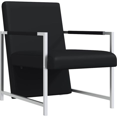 Maison Exclusive - Poltrona con Gambe Cromate Nera in Similpelle (1/5)