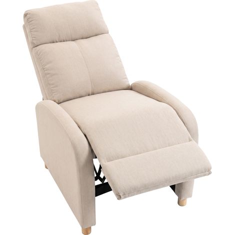 HOMCOM Poltrona Reclinabile in Tessuto Effetto Lino con Poggiapiedi Beige (1/5)