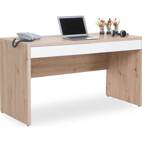 Bureau avec 2 tiroirs et abattant sur le dessus (1/4)