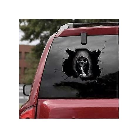 2 autocollants personnalisés pour voiture - Crâne - Autocollants pour vitres - Crâne d'Halloween - Autocollants muraux - Salon - Chambre - Fenêtre (30 x 20 cm) (1/5)