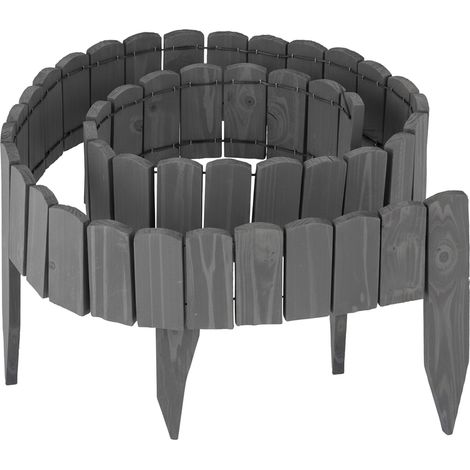 Relaxdays Bordatura aiuola, 200 cm, flessibile, altezza visibile 10 cm, legno, bordo prato, grigio scuro