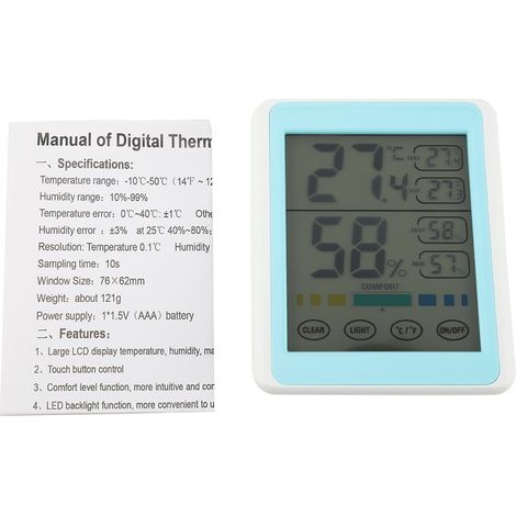 Termometro Igrometro Digitale – Schermo LCD Touch con Retroilluminazione, Registrazione Min/Max – Scocca in ABS Resistente – Design Moderno e Compatto – Ideale per Soggiorno, Cantina e Serra (1/5)