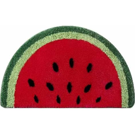 Einfache, halbrunde Fußmatte mit Fruchtmuster, saugfähige, rutschfeste Matte für die Badezimmertür, beflockte Eingangsmatte für Zuhause (1/5)