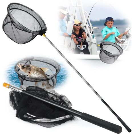 Épuisette télescopique pliable avec manche extensible – Filet de pêche pratique pour poissons, crevettes, papillons et nettoyage piscine (1/5)