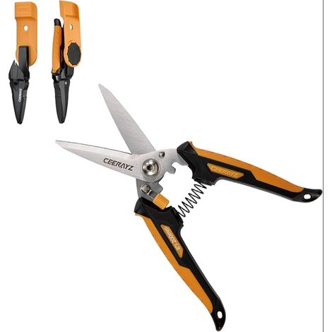 Cisaille Multi Usage, Ciseaux robustes, Cisaille de jardin pour projets DIY, bureau, lignes de production et jardinage, avec étui protecteur et support magnétique (couleur) (1/5)