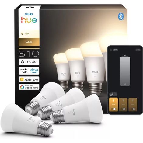 Philips Hue White Ambiance A60 – Ampoules connectées E27 810 lm (Pack 4)