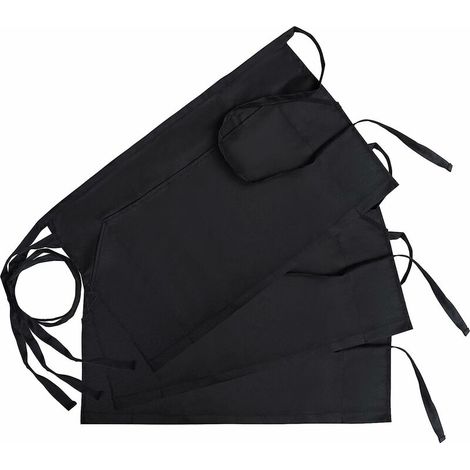 Lot de 3 tabliers courts unisexes avec poches pour cuisine, service, artisanat – DELKEVIC (1/5)