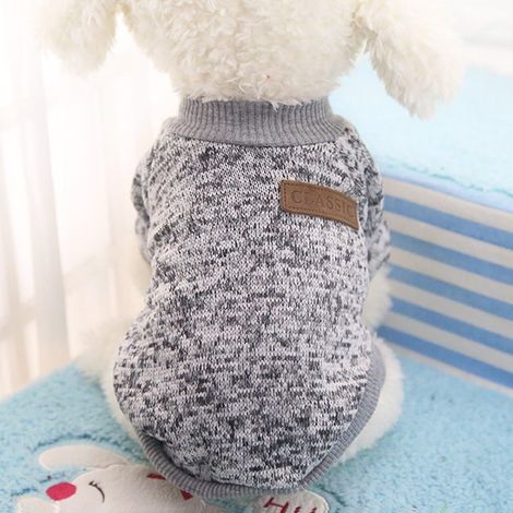 Hundepullover, warme Hundepullover, Katzenkleidung, Fleece-Haustiermantel für Welpen, kleine, mittlere, große Hunde, Rosa und Grau-2XL