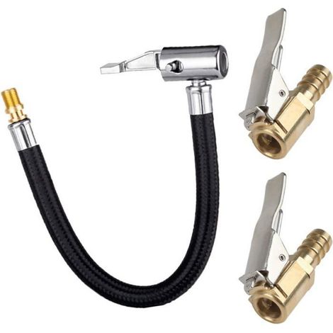 Kit D'Extension De Valve De Pneu 23.5 Cm-Tuyau De Gonflage Avec 2 Adaptateurs À Levier De 8 Mm-Compatible Avec Vélos,Motos,Voiture (1/4)